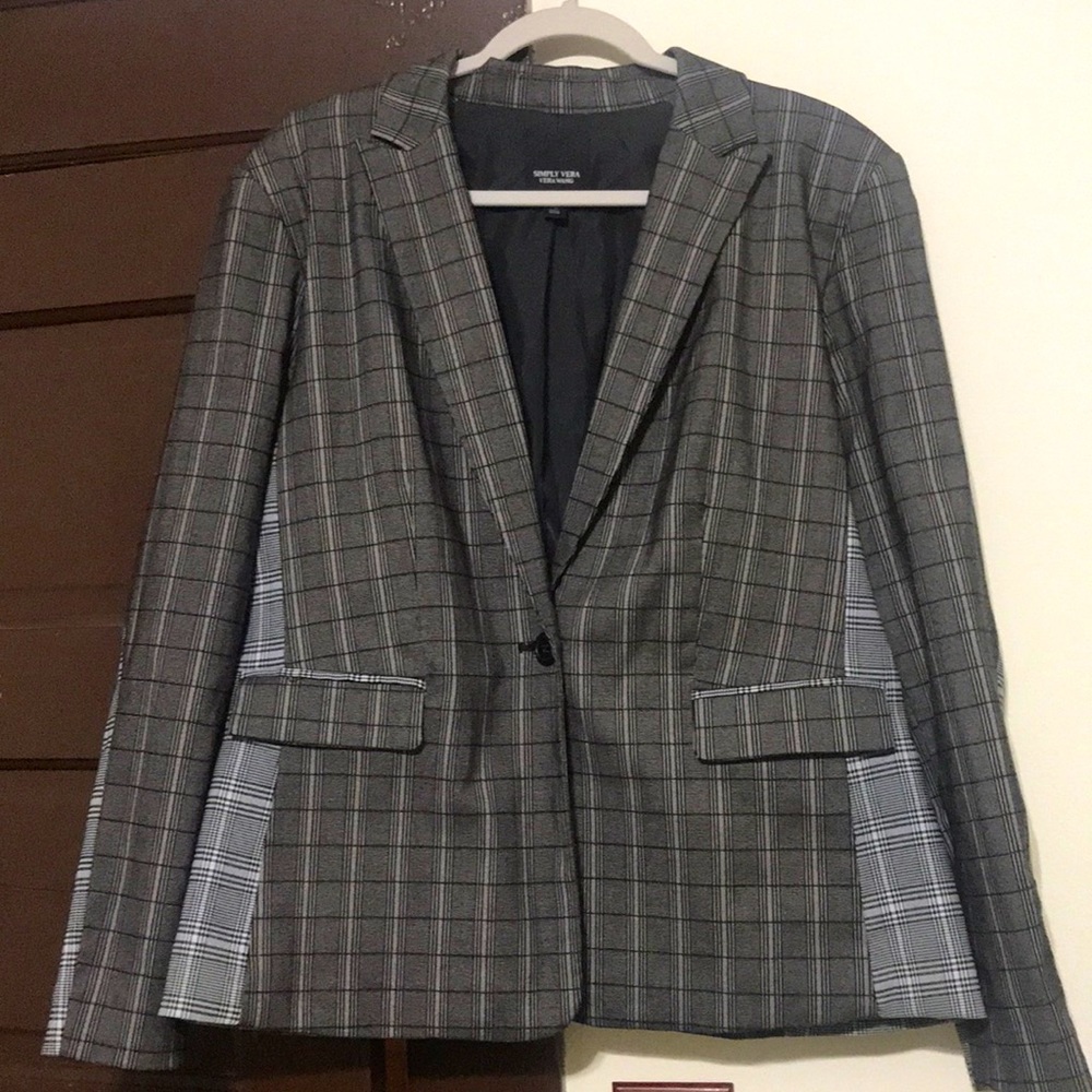 XL Simply Vera Wang Gray Mixed Plaid Blazer